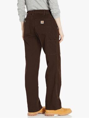 Carhartt Womens Original Fit Canvas Cargo Work Pants Size 14 Tall Dark Brown